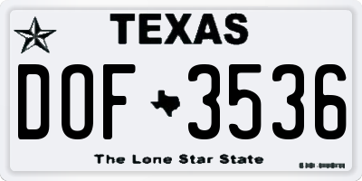 TX license plate DOF3536