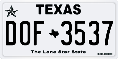 TX license plate DOF3537