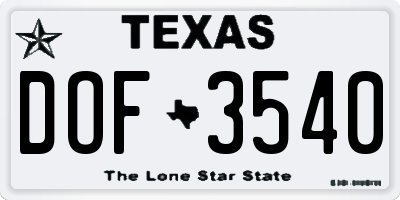 TX license plate DOF3540