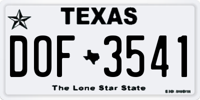 TX license plate DOF3541