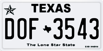 TX license plate DOF3543