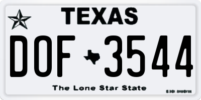 TX license plate DOF3544