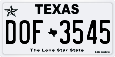 TX license plate DOF3545