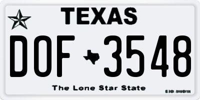 TX license plate DOF3548