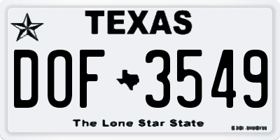TX license plate DOF3549