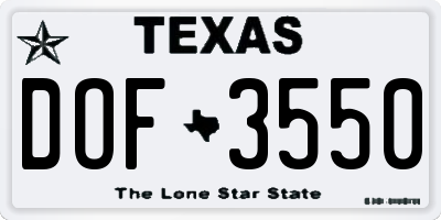 TX license plate DOF3550