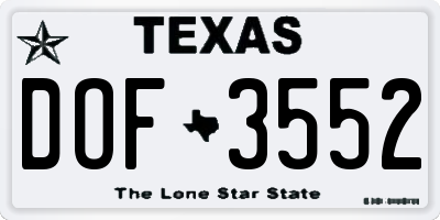TX license plate DOF3552