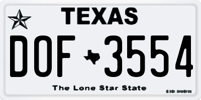 TX license plate DOF3554