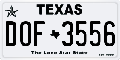 TX license plate DOF3556