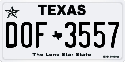 TX license plate DOF3557