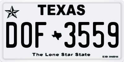 TX license plate DOF3559