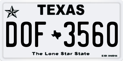 TX license plate DOF3560