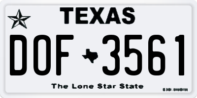 TX license plate DOF3561