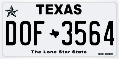 TX license plate DOF3564
