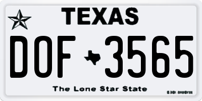 TX license plate DOF3565