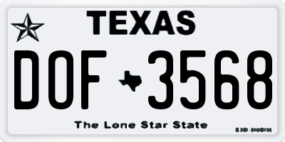TX license plate DOF3568