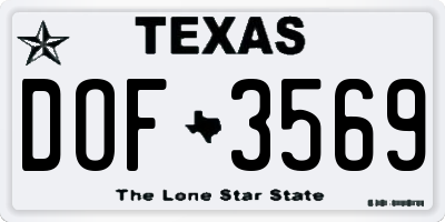 TX license plate DOF3569