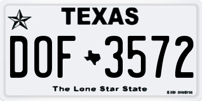 TX license plate DOF3572