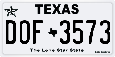TX license plate DOF3573