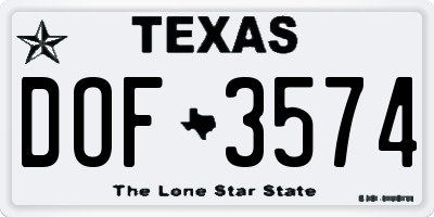 TX license plate DOF3574