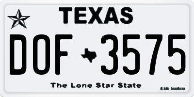 TX license plate DOF3575