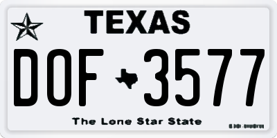 TX license plate DOF3577