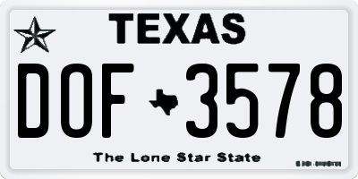 TX license plate DOF3578