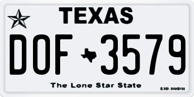 TX license plate DOF3579