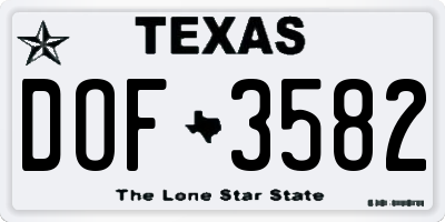 TX license plate DOF3582