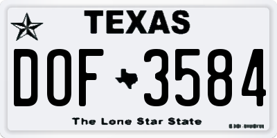 TX license plate DOF3584
