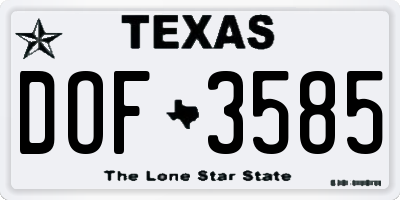 TX license plate DOF3585