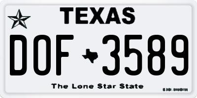 TX license plate DOF3589