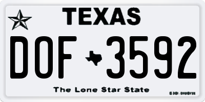 TX license plate DOF3592