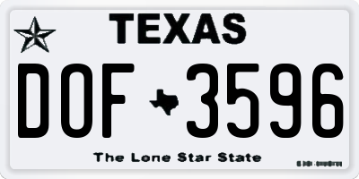 TX license plate DOF3596
