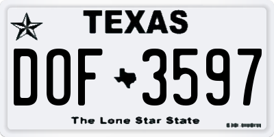 TX license plate DOF3597