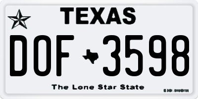 TX license plate DOF3598