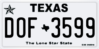 TX license plate DOF3599