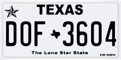 TX license plate DOF3604