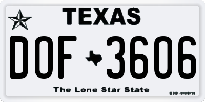 TX license plate DOF3606