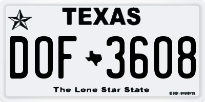 TX license plate DOF3608