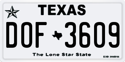 TX license plate DOF3609