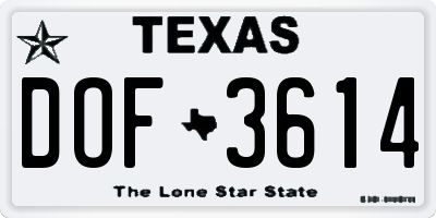 TX license plate DOF3614
