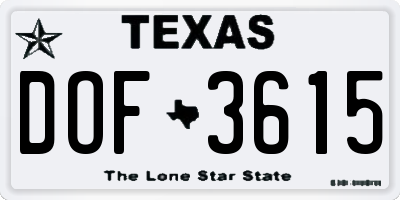 TX license plate DOF3615
