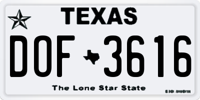 TX license plate DOF3616