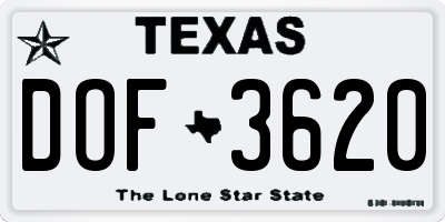 TX license plate DOF3620