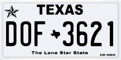 TX license plate DOF3621
