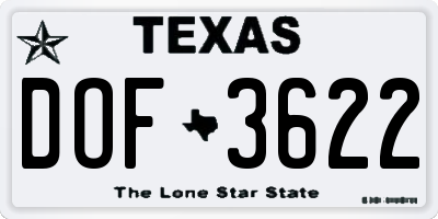 TX license plate DOF3622