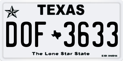 TX license plate DOF3633