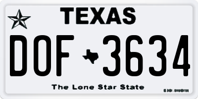 TX license plate DOF3634