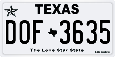 TX license plate DOF3635